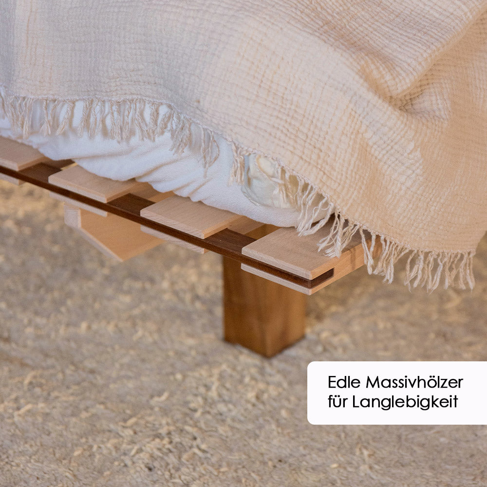 Massivholzbett NOOMY mit Unterbettkasten