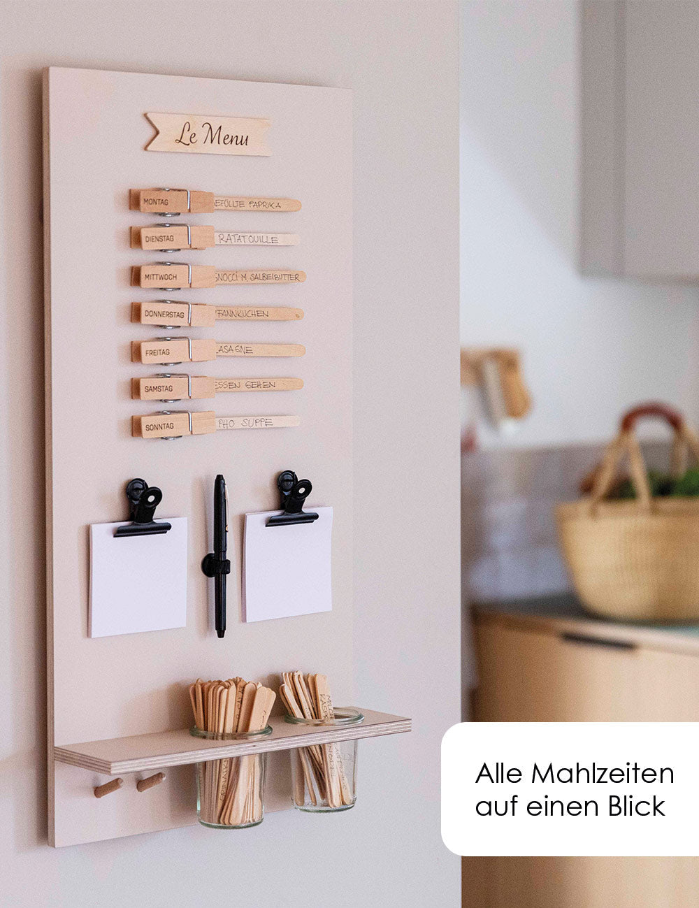 Speiseplan | Holz beige | eckig